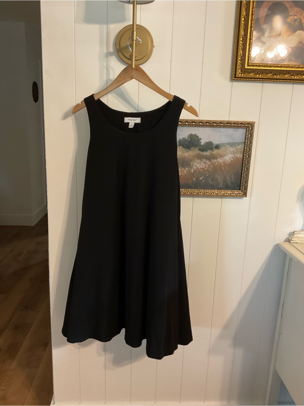 Nine West Black Sleeveless A-Line Swing Dress